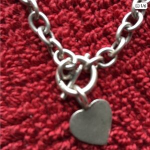 Sterling Silver Heart Pendant Necklace with Toggle Closure